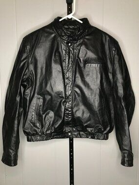 Vintage 70s Berman's Leather Motorcycle Jacket Size 42 Large Insulated Moto Bike